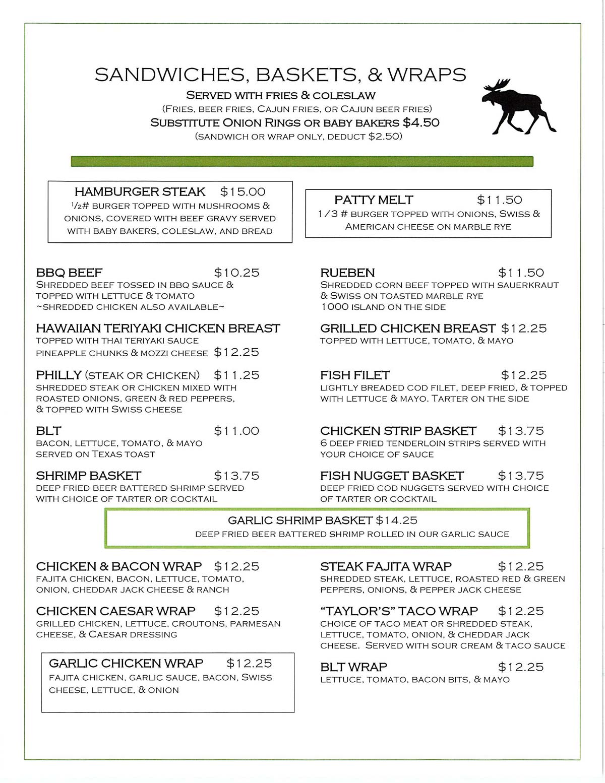Sandwiches, Baskets, Wraps